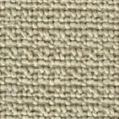 Cream off-white textured fabric swatch with horizontal stripes and tan threads, displaying a dense, nubby weave and matte finish.
